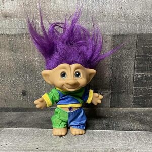 Vintage Troll Doll Ace Novelty Purple Hair Two Tone Outfit Collectible